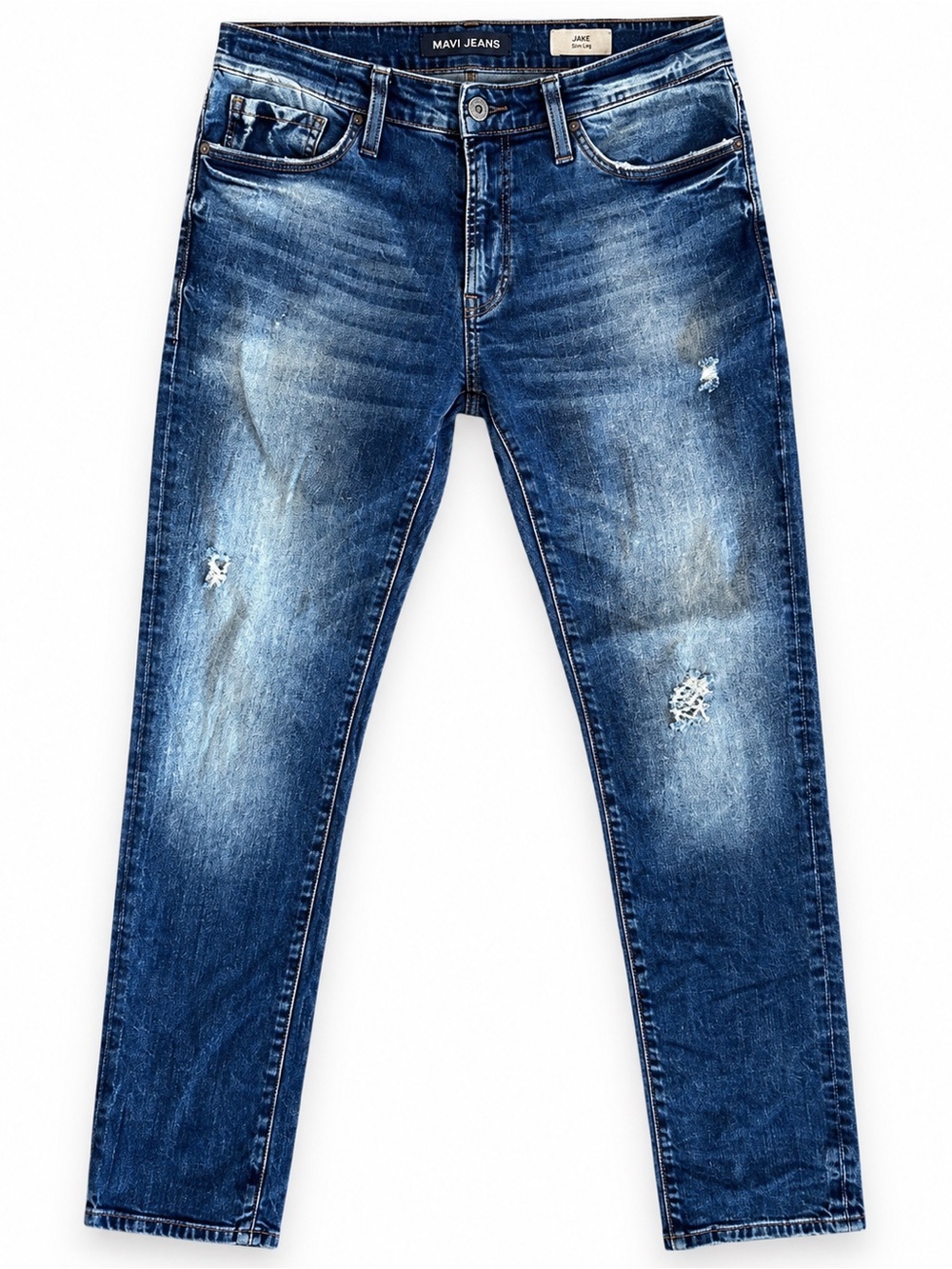 Men's Mavi Jake Slim Leg Blue Distressed Jean Size 34 x 32